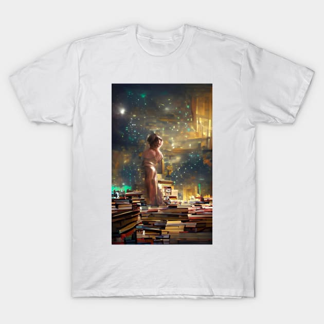 Starry Night Library | National library week | literacy week T-Shirt by PsychicLove
